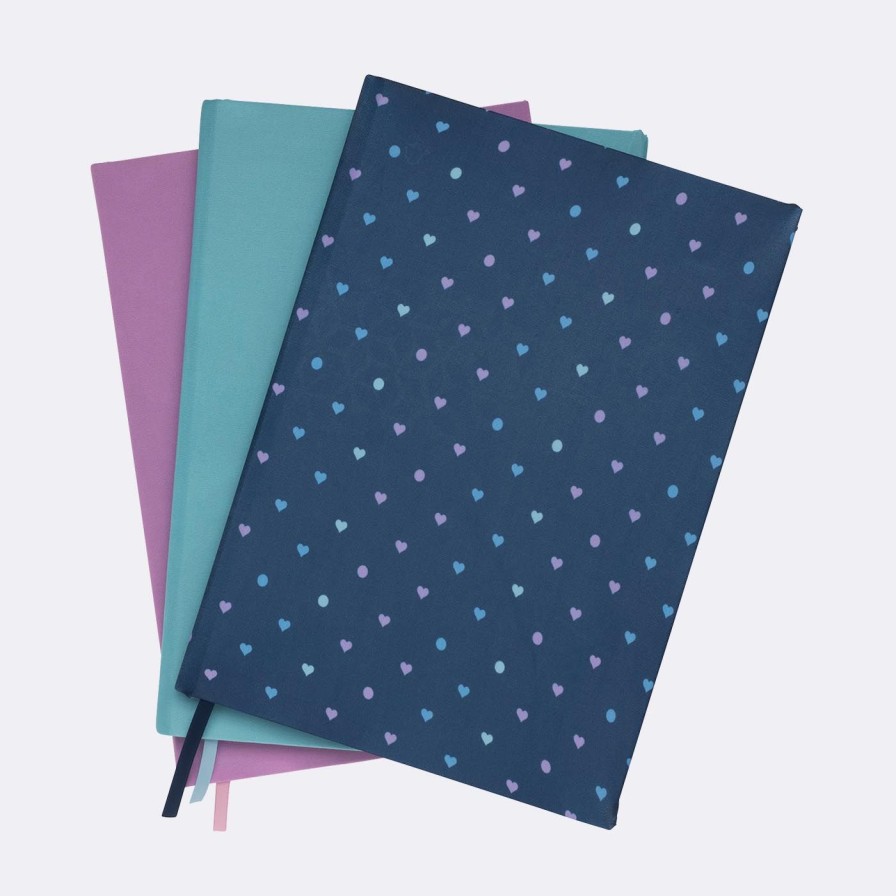 Barneskole Beckmann Tilbehor | Bokbind Elastisk 3 Pk, Blue Heart, Purple, Mint